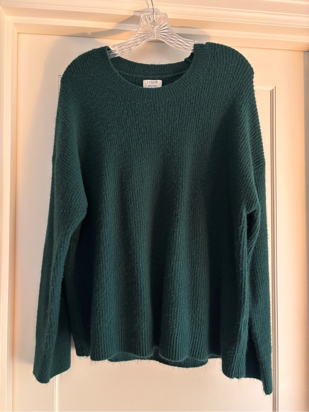 J. Crew Deep Green Ribbed Crewneck Sweater